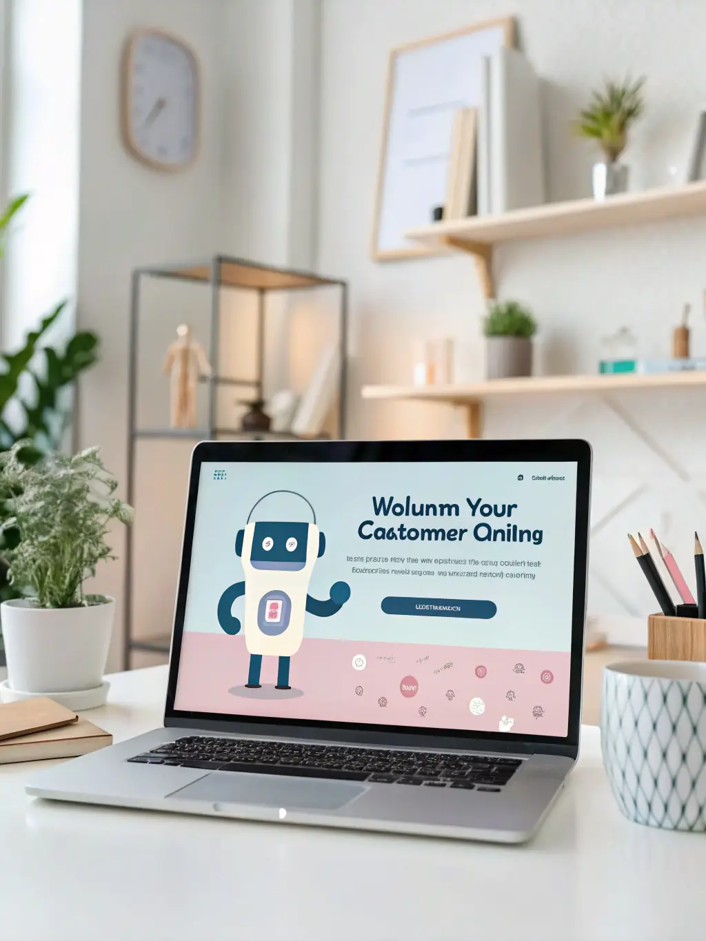 A close-up shot of a chatbot interface resolving a customer query efficiently, with a satisfied customer icon in the background.